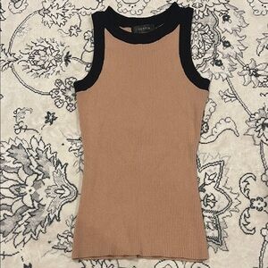 Zesica Women's Ribbed Tan and Black Tank Top
